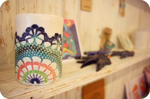 Ceramic mugs by Bee Hayes at The Little Shop on Stokes Croft