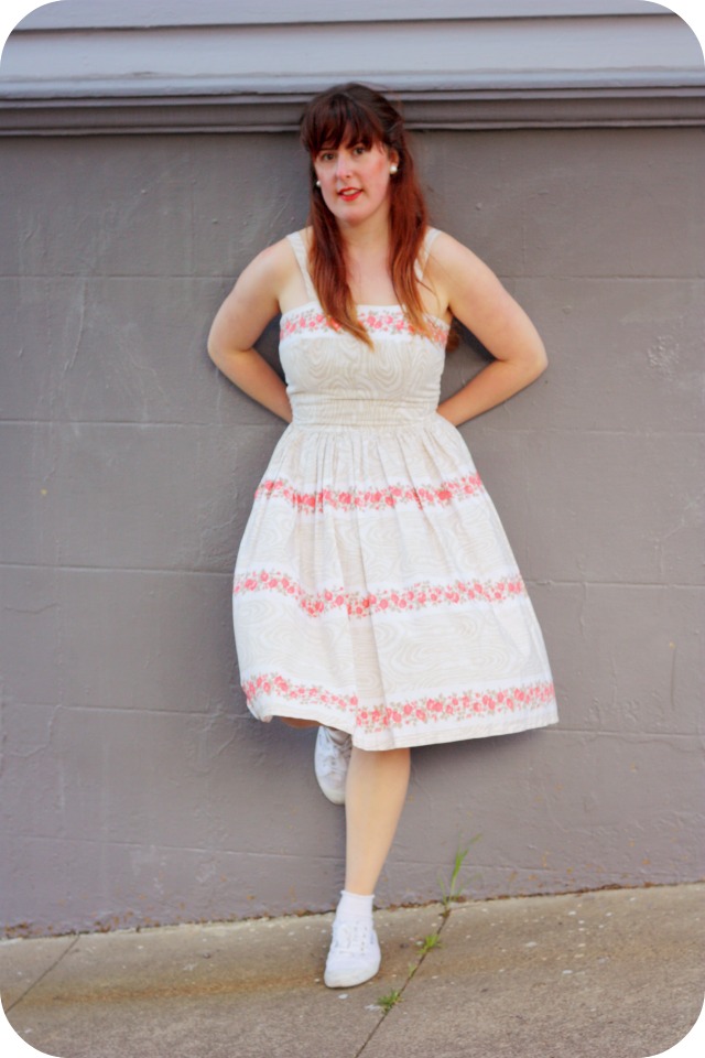 Floral prom dress and plimsoles