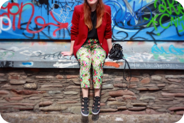 Floral trousers and vintage blazer