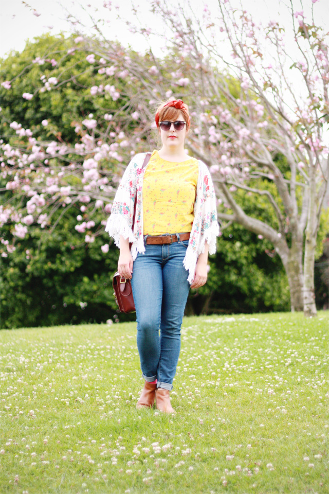 Denim jeans and floral prints