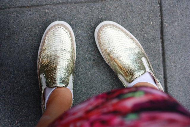 Gold mock croc Zara shoes