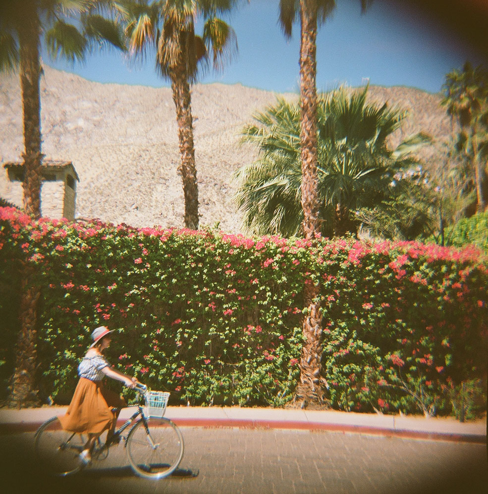 Biking in Palm Springs lomography