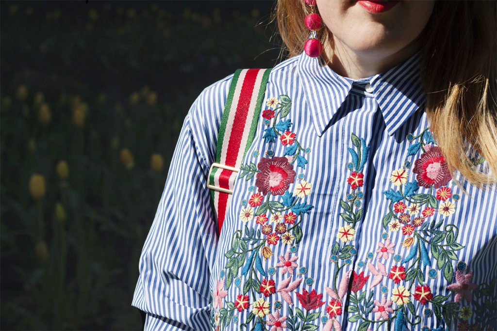 Zara floral embroidered shirt